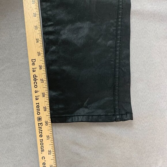 Robins Jean Mens Pants 33x30 Black Zippers Moto Slim Faux Leather L-Flap Biker - Picture 7 of 16